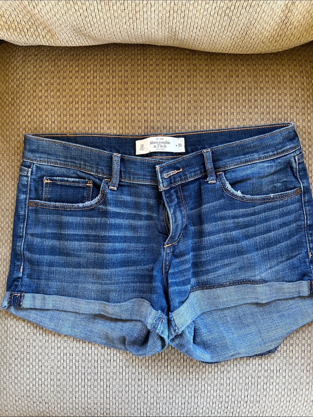 Abercrombie & Fitch Blue Denim Rolled Hem Shorts